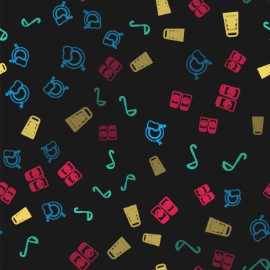 Bulaşık yıkama, mutfak kepçesi, Grater ve Tuz ve biberi kusursuz desenlere ayarlayın. Vektör.