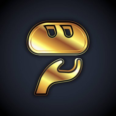 Gold Donation food icon isolated on black background. Vector.