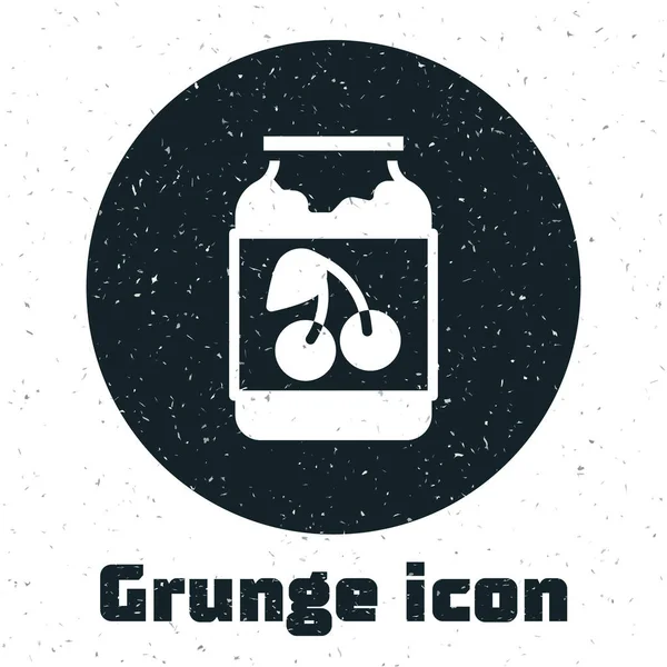Grunge Icône Pot Confiture Isolé Sur Fond Blanc Dessin Vintage — Image vectorielle