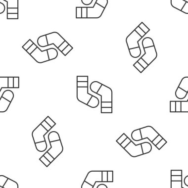 Gri çizgi çorap ikonu beyaz arka planda izole edilmiş kusursuz desen. Vektör.