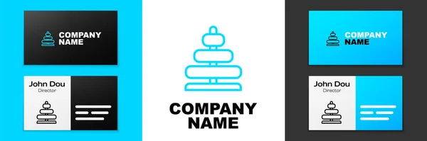 Blue Line Pyramid Toy Icon Isolated White Background Logo Design — Stockvektor