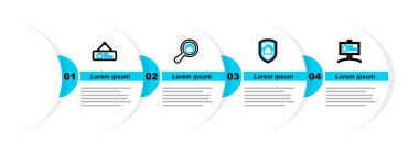 Kiralık Ev 'e koruma evi ve indirim simgesi olarak hat asma tabelası koyun. Vektör.