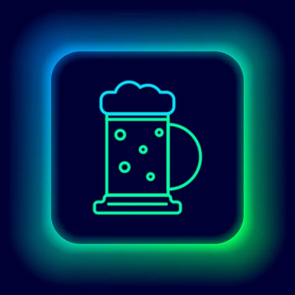 배경에서 Glowing Neon Line Wooden Beer Mug Icon Vector — 스톡 벡터