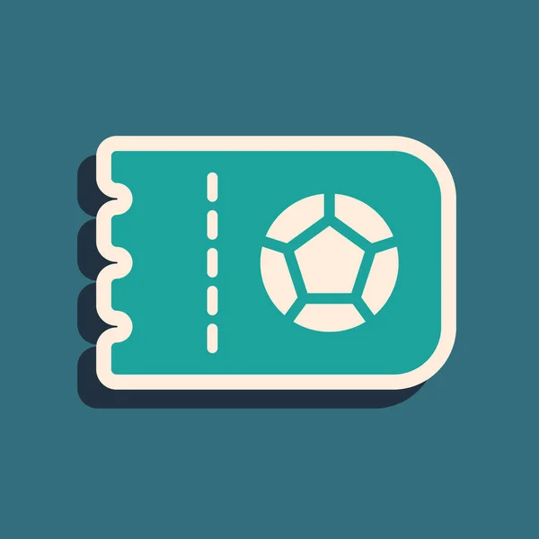Green Football Soccer Ticket Icon Isolated Green Background Long Shadow — Stockvektor