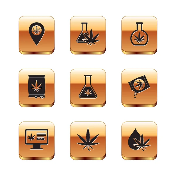 Set Location Marijuana Online Buying Marijuana Cannabis Leaf Test Tube — Archivo Imágenes Vectoriales