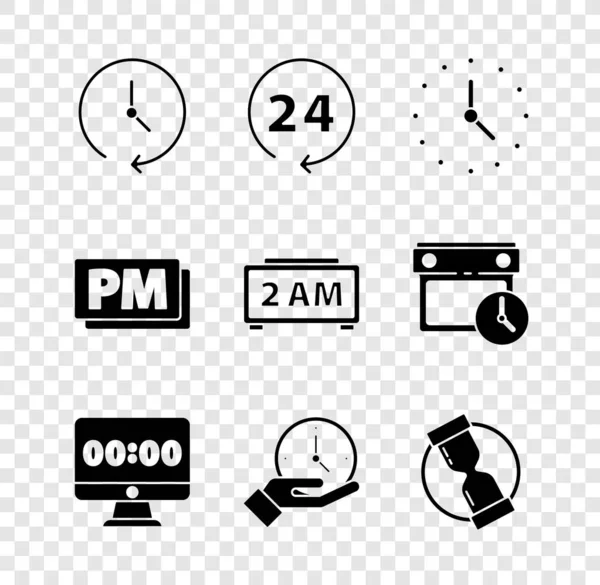 Set Clock Hours Monitor Alte Sanduhr Und Digitaler Wecker Symbol — Stockvektor
