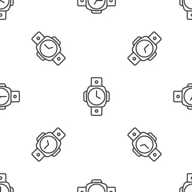 Grey line Diving watch icon isolated seamless pattern on white background. Diving underwater equipment. Vector.