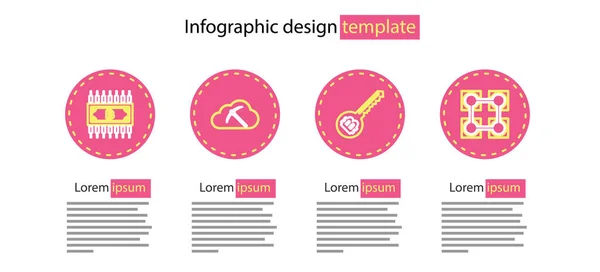 Set Line Kryptowährung Schlüssel Blockchain Technologie Cloud Mining Und Bitcoin — Stockvektor