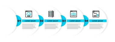 Ekran Sunucusu ve Bulut teknolojisi veri aktarım simgesinde Mali Büyümeyi Azalt Online alışveriş. Vektör.