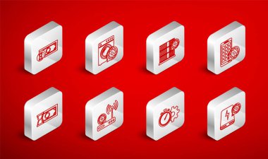 Hat ayarları, Yıkama, Sunucu, Mobil Uygulamalar, Zaman Yönetimi, Hızlı Ödemeler, Yönlendirici, Wi-Fi ve simge. Vektör