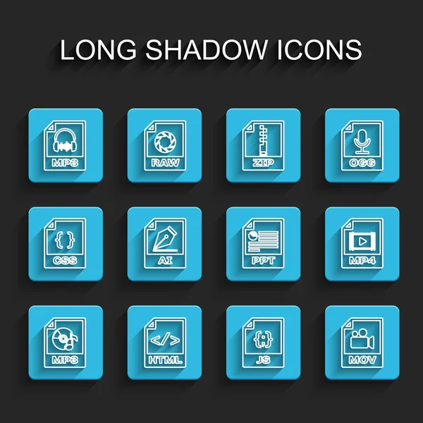 Set Line Mp3 File Document Html Mov Mp4 Ppt Icon — ストックベクタ