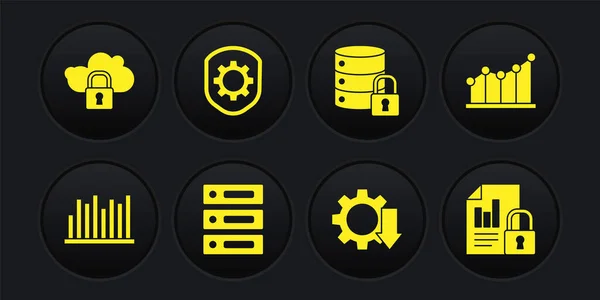 Set Pie Chart Infographic Server Data Web Hosting Cost Reduction — Stok Vektör