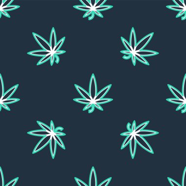 Hat Medikal marihuana veya kenevir yaprağı ikonu siyah arka planda izole edilmiş pürüzsüz desen. Kenevir sembolü. Vektör.