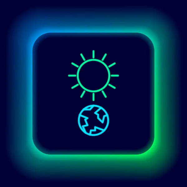 Иконка Светящаяся Неоновая Линия Солнцестояния Выделена Черном Фоне Красочная Концепция — стоковый вектор