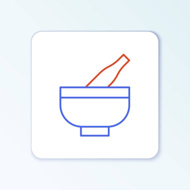 Havan topu ve tokmak simgesi beyaz arkaplanda izole edildi. Renkli taslak konsepti. Vektör.