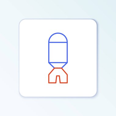 Füze ikonlu roket fırlatıcı beyaz arka planda izole edildi. Renkli taslak konsepti. Vektör.