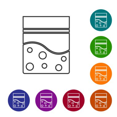 Siyah çizgili plastik poşet beyaz arka planda izole edilmiş tıbbi kenevir ikonu. Sağlık tehlikesi. Simgeleri renk daire düğmelerine ayarla. Vektör İllüstrasyonu.