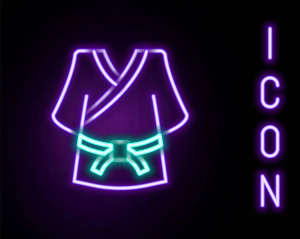 Świecąca Neonowa Ikona Kimono Odizolowana Czarnym Tle Chińczycy Japończycy Koreańczycy — Wektor stockowy