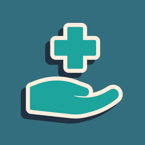 Green Cross Hospital Medical Icon Isolated Green Background First Aid — Stock Vector