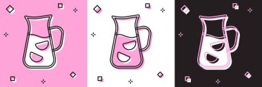 Set Sangria icon isolated on pink and white, black background. Traditional spanish drink. Vector.