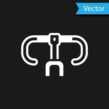 Siyah arkaplanda beyaz bisiklet gidon simgesi izole edildi. Vektör.