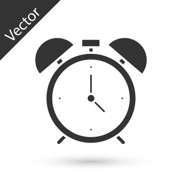 Grey Alarm Clock Icon Isolated White Background Wake Get Concept — Stock Vector