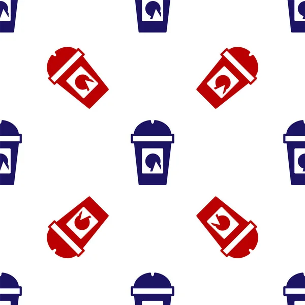 Blue Red Coffee Cup Icon Isolated Seamless Pattern White Background — Vetor de Stock