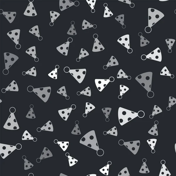 Grey Party Hat Icon Isolated Seamless Pattern Black Background Birthday —  Vetores de Stock