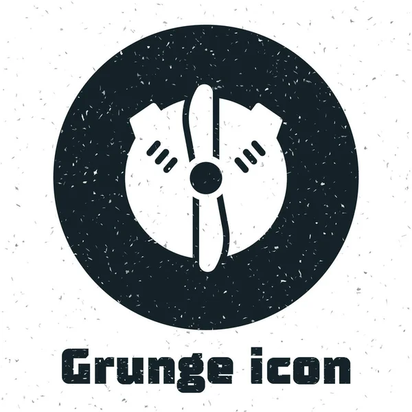 Grunge Plane Propeller Icon Isolated White Background Vintage Aircraft Propeller — Stockvektor