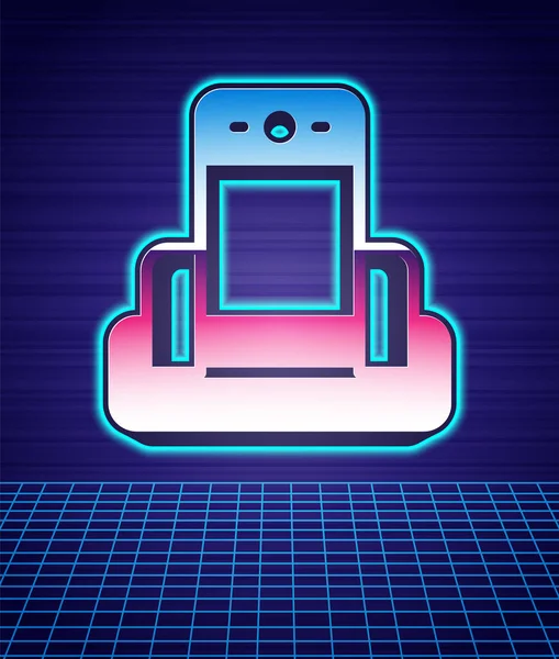 Retro Style Metal Detector Airport Icon Isolated Futuristic Landscape Background — 스톡 벡터
