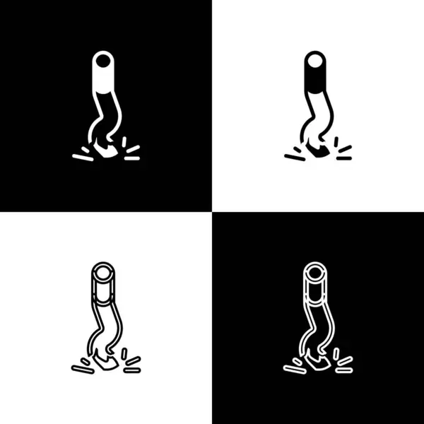 Set Cigarette Butt Icon Isolated Black White Background Stubbed Out — Stock vektor