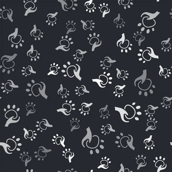 Grey Animal Volunteer Icon Isolated Seamless Pattern Black Background Animal — Stock Vector
