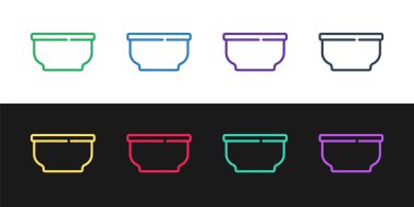 Bowl simgesini siyah beyaz arkaplanda ayır. Vektör.