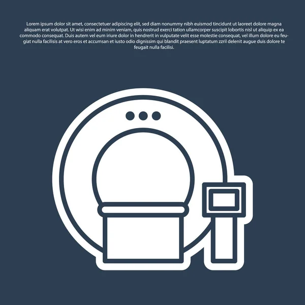 Blue Line Tomography Icon Isolated Blue Background Medical Scanner Radiation — Archivo Imágenes Vectoriales