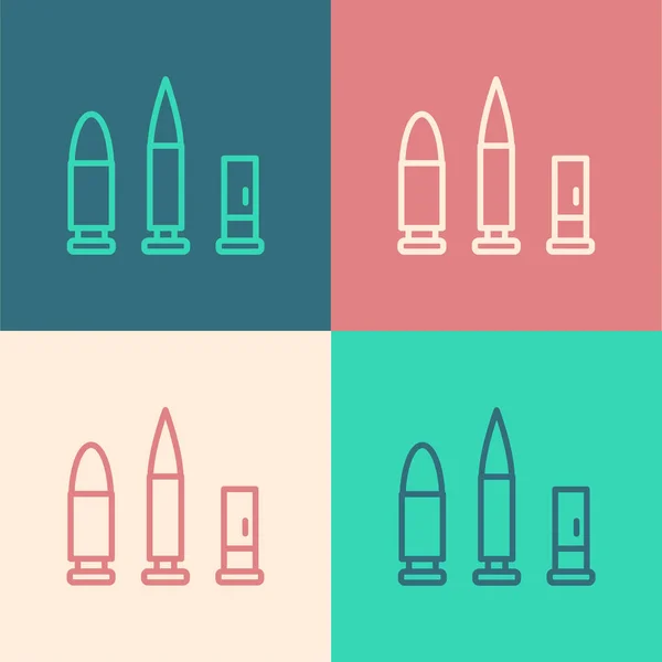 Pop Art Line Bullet Cartridge Icon Isolated Color Background Vector — Image vectorielle