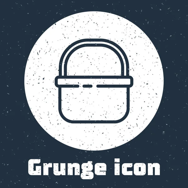 Grunge Line Basket Icon Isolated Grey Background Online Buying Concept — Image vectorielle