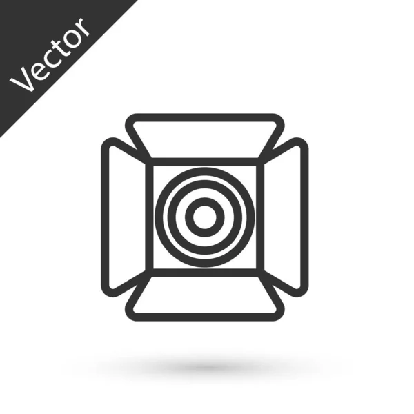 Grey Line Movie Spotlight Icon Isolated White Background Light Effect — Image vectorielle