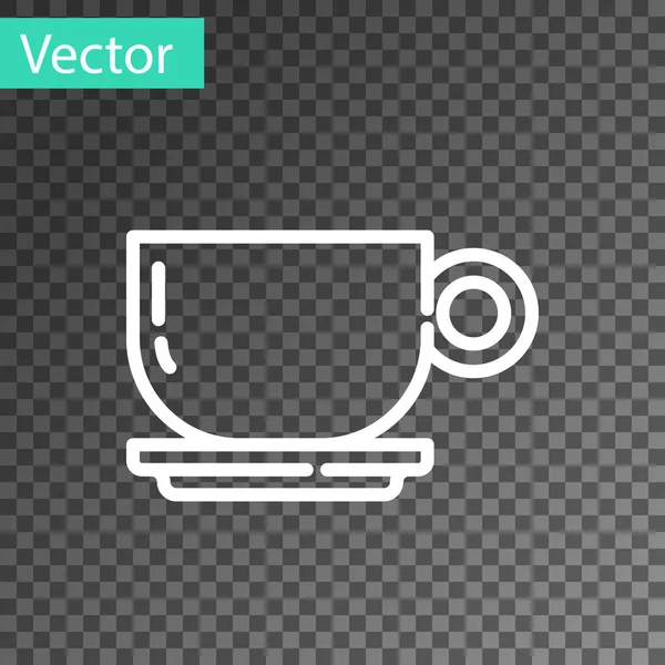 Línea Blanca Icono Taza Café Aislado Sobre Fondo Transparente Taza — Vector de stock