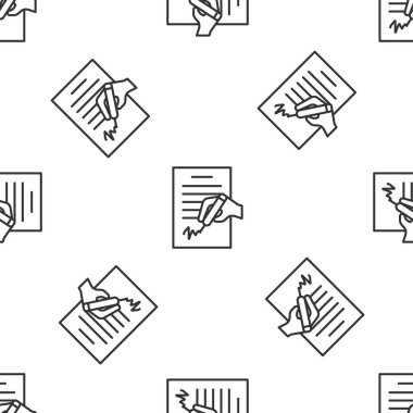 Grey line Petition icon isolated seamless pattern on white background. Vector.