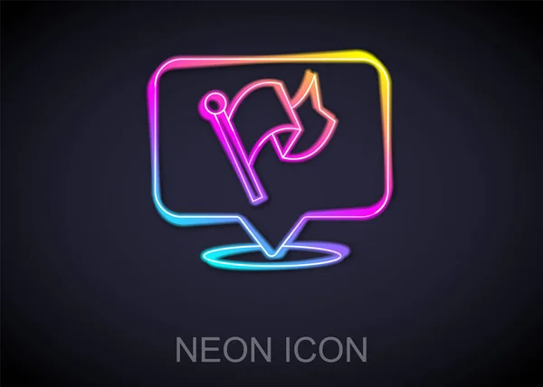 Ragyogó Neon Vonal Flag Ikon Elszigetelt Fekete Háttér Győzelem Győzelem — Stock Vector
