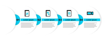 Set line Ticket Cover book travel guide Translator and icon. Vector.