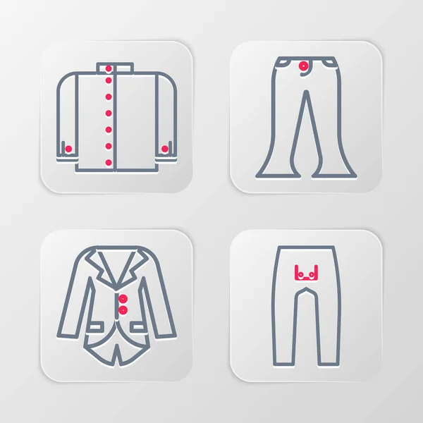 Set Line Pants Blazer Jacket Shirt Icon Vector — Stock Vector