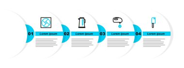 Set line Meat chopper Electric mixer Kettle with handle and Ventilation icon. Vector.