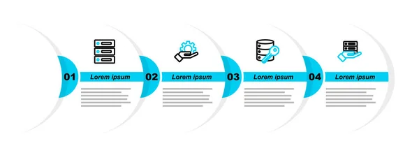 Set Line Server Data Web Hosting Security Key Hand Settings — Image vectorielle