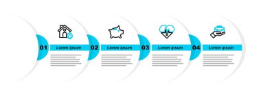 Set line Hand holding briefcase Health insurance Piggy bank and Fire burning house icon. Vector.