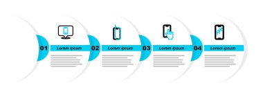 Set line Mobile with broken screen Phone repair service Glass protector and icon. Vector.