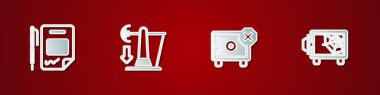 Set Contract money and pen, Drop in crude oil price, Safe and icon. Vector.