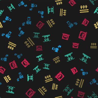 Set line Smart farming technology, with bulb and plant, and on seamless pattern. Vector.