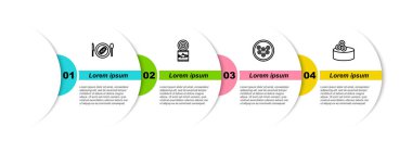 Set line Served cucumber on a plate, Canned fish, Caviar and Tin can with caviar. Business infographic template. Vector.