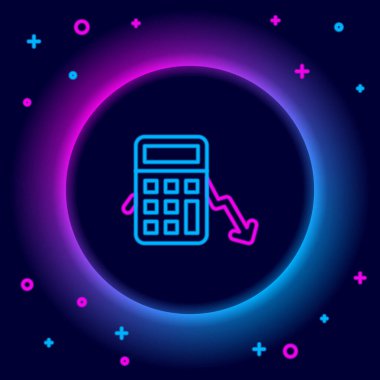 Parlayan neon hattı harcamalarının hesaplanması siyah arkaplanda izole edildi. Renkli taslak konsepti. Vektör.